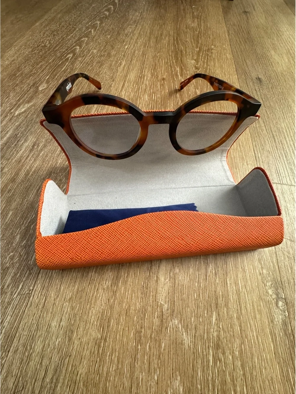 Eyebobs Tortoise Round Frame Glasses with Orange Case